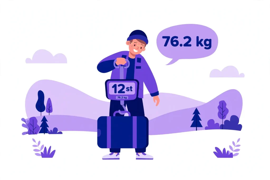 12 stone to kg example on scale