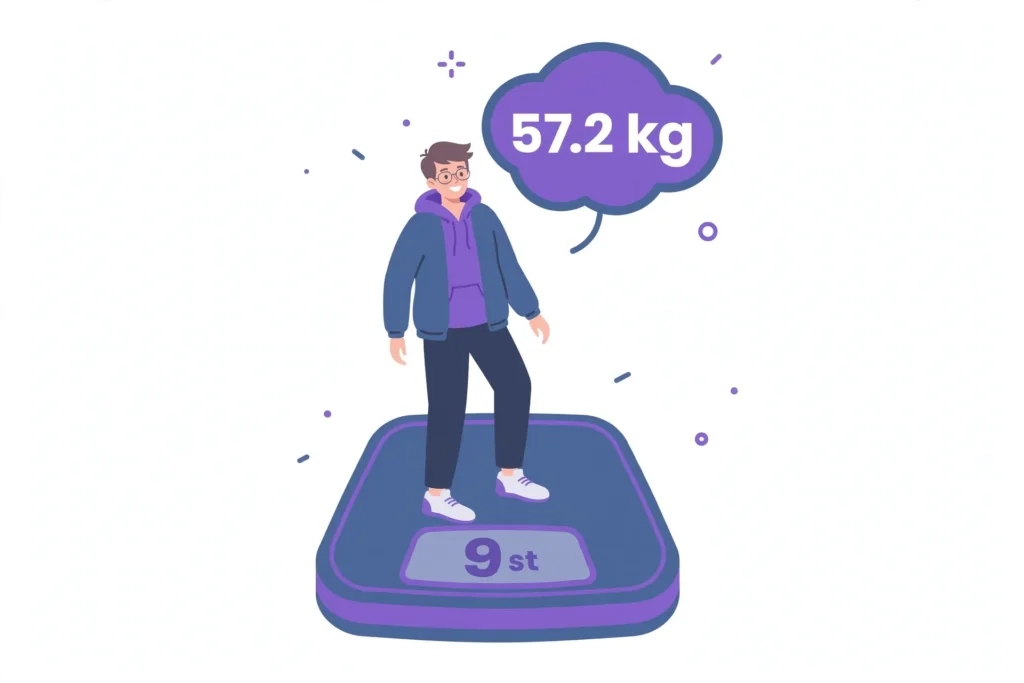 9 stone to kg example on scale